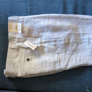 Baird McNutt Alex Slim Fit Linen Pants Light Grey